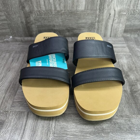 Reef Hali Hi 2 Bar Women's size 10 Black Double Strap Platform Sandals - Picture 5 of 9